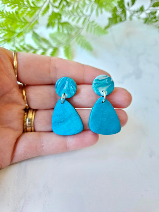 Earring dangles - ocean blue shimmer