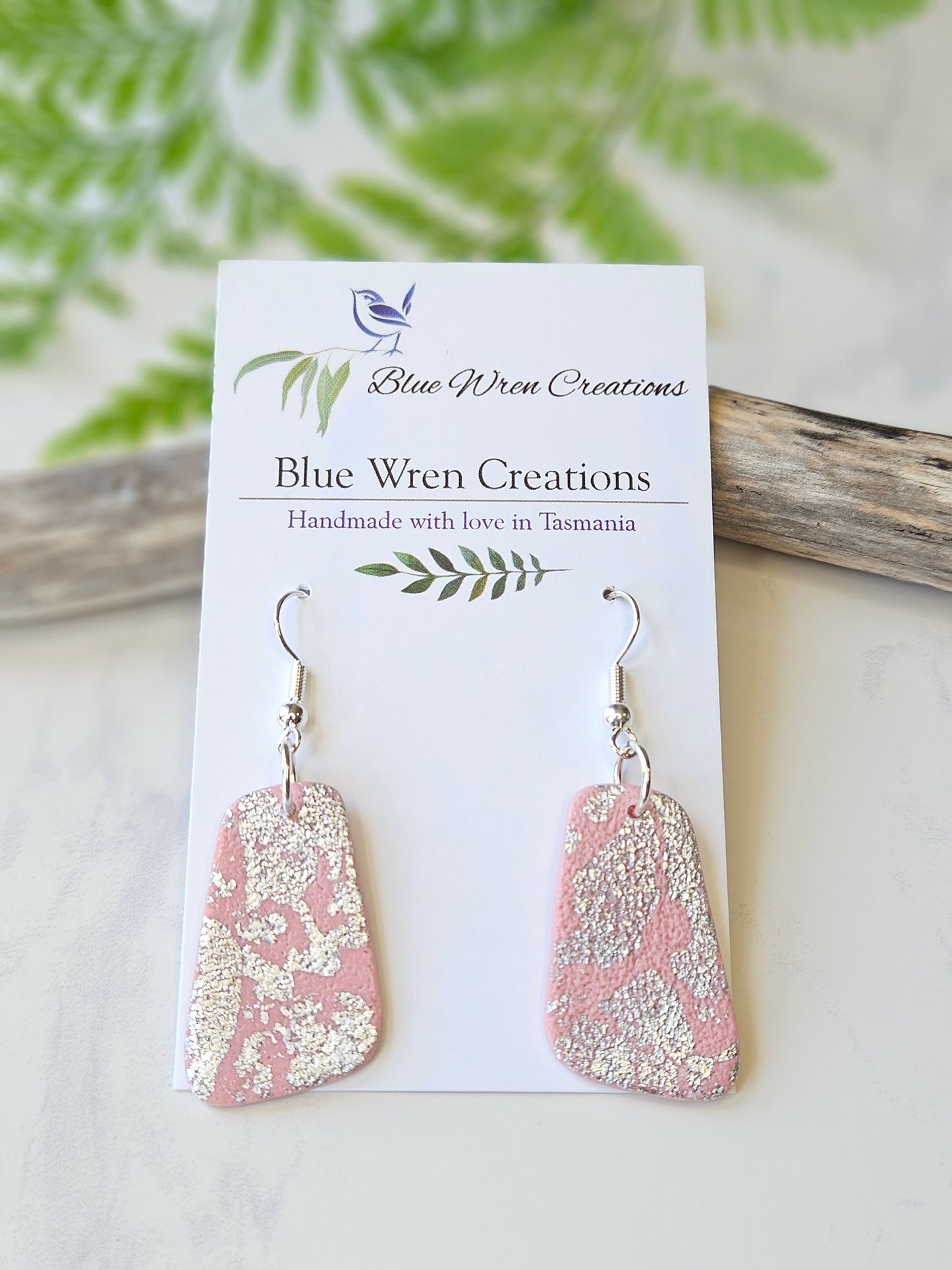 Earring dangles - pink sparkle drops