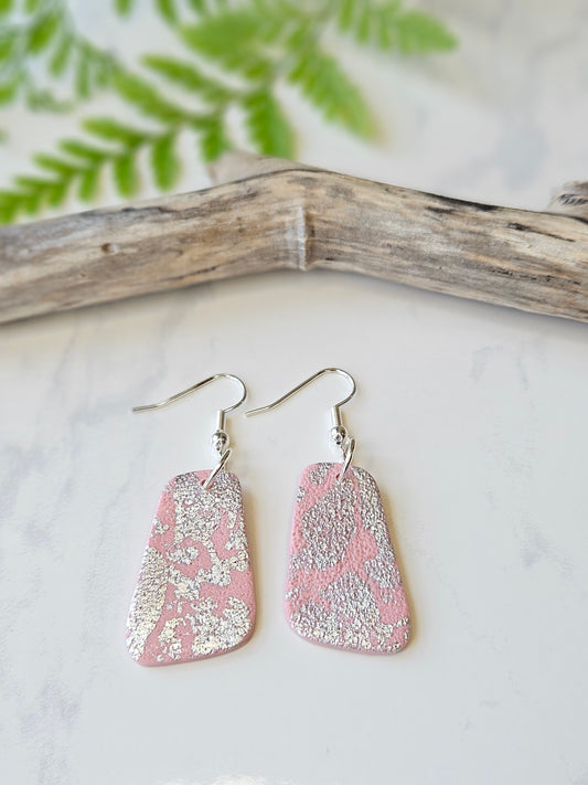Earring dangles - pink sparkle drops