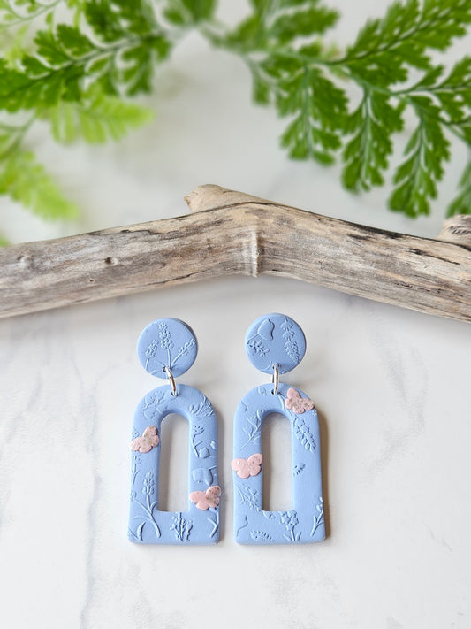 Earring dangles - botanical butterflies