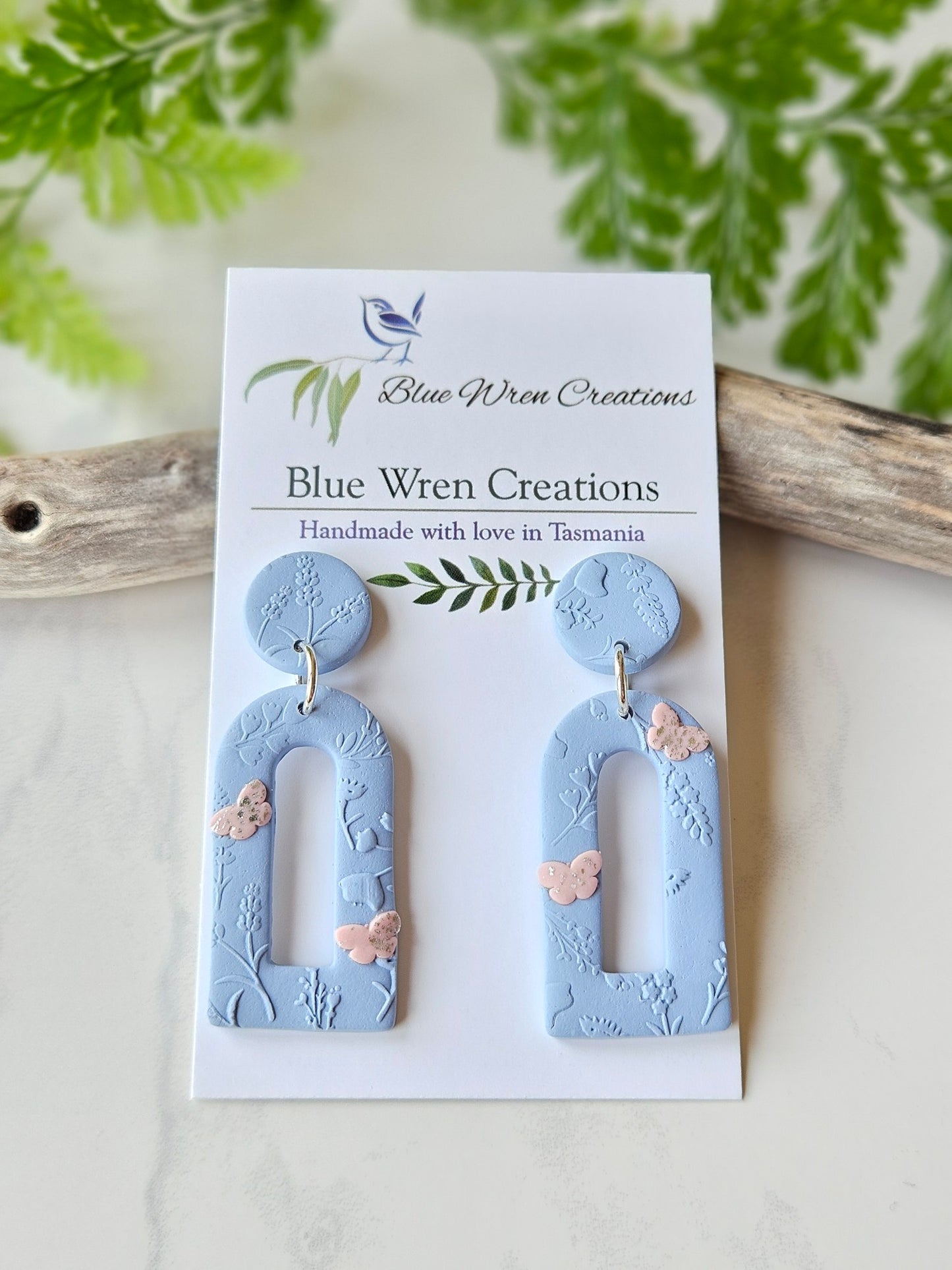 Earring dangles - botanical butterflies