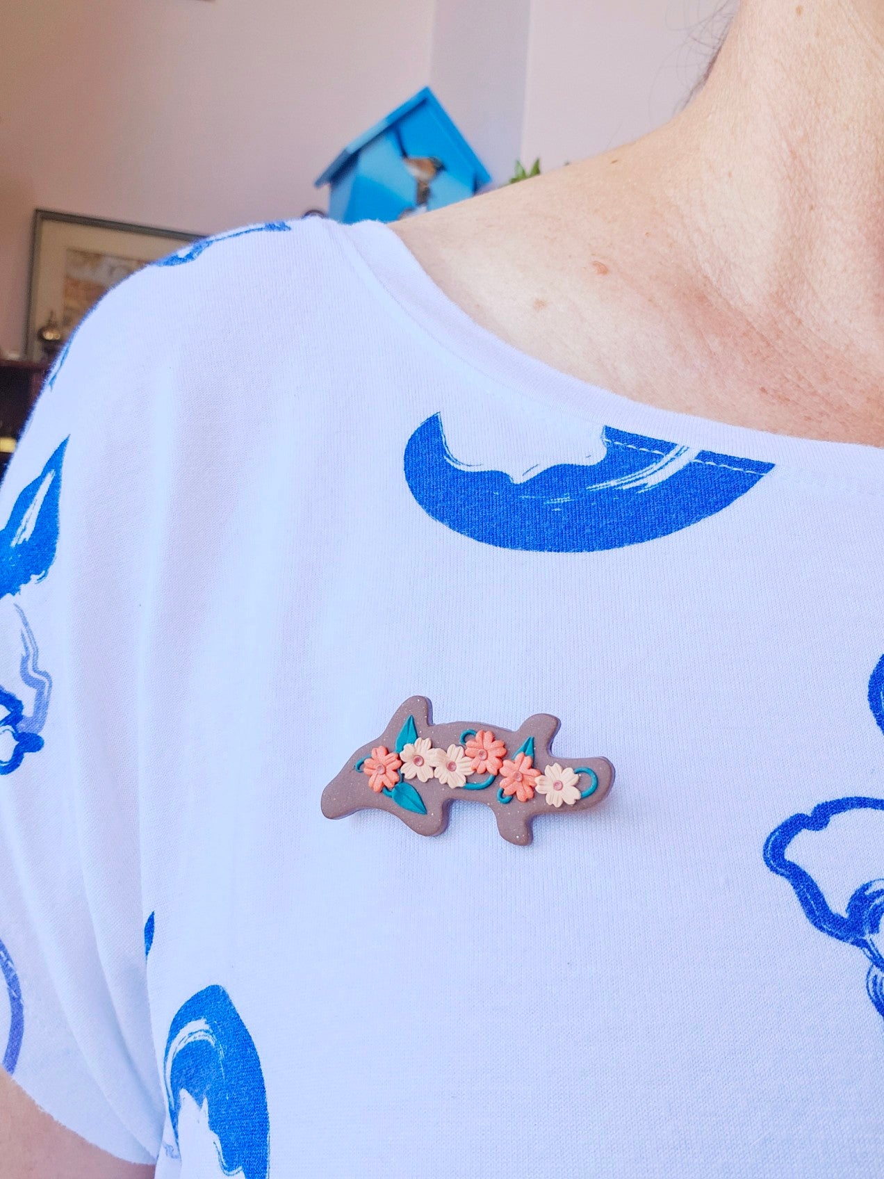 Platypus brooch with flowers no.2