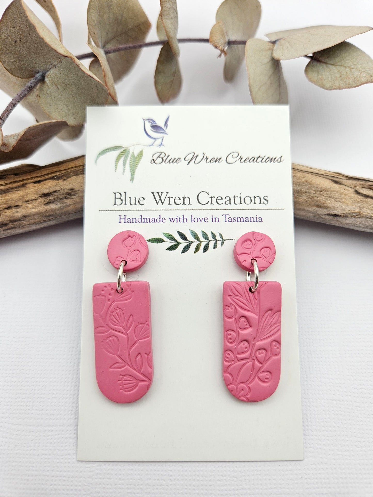 Earring dangles - embossed wildflowers