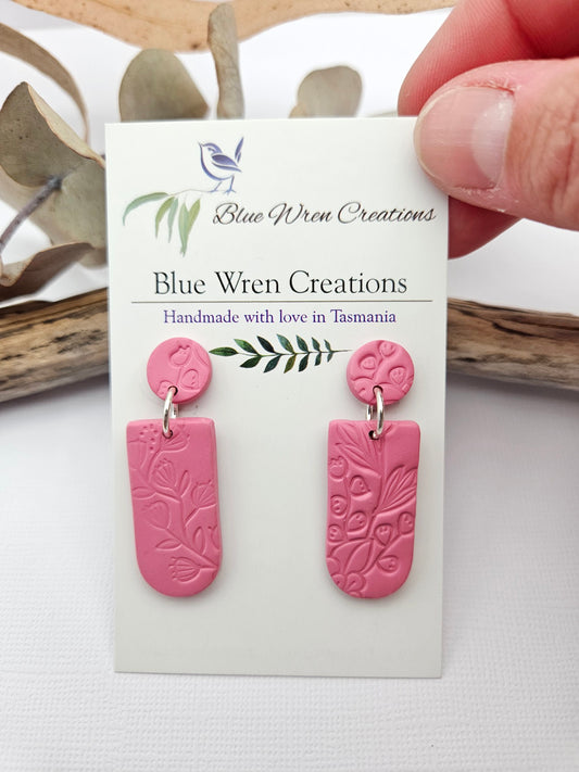 Earring dangles - embossed wildflowers