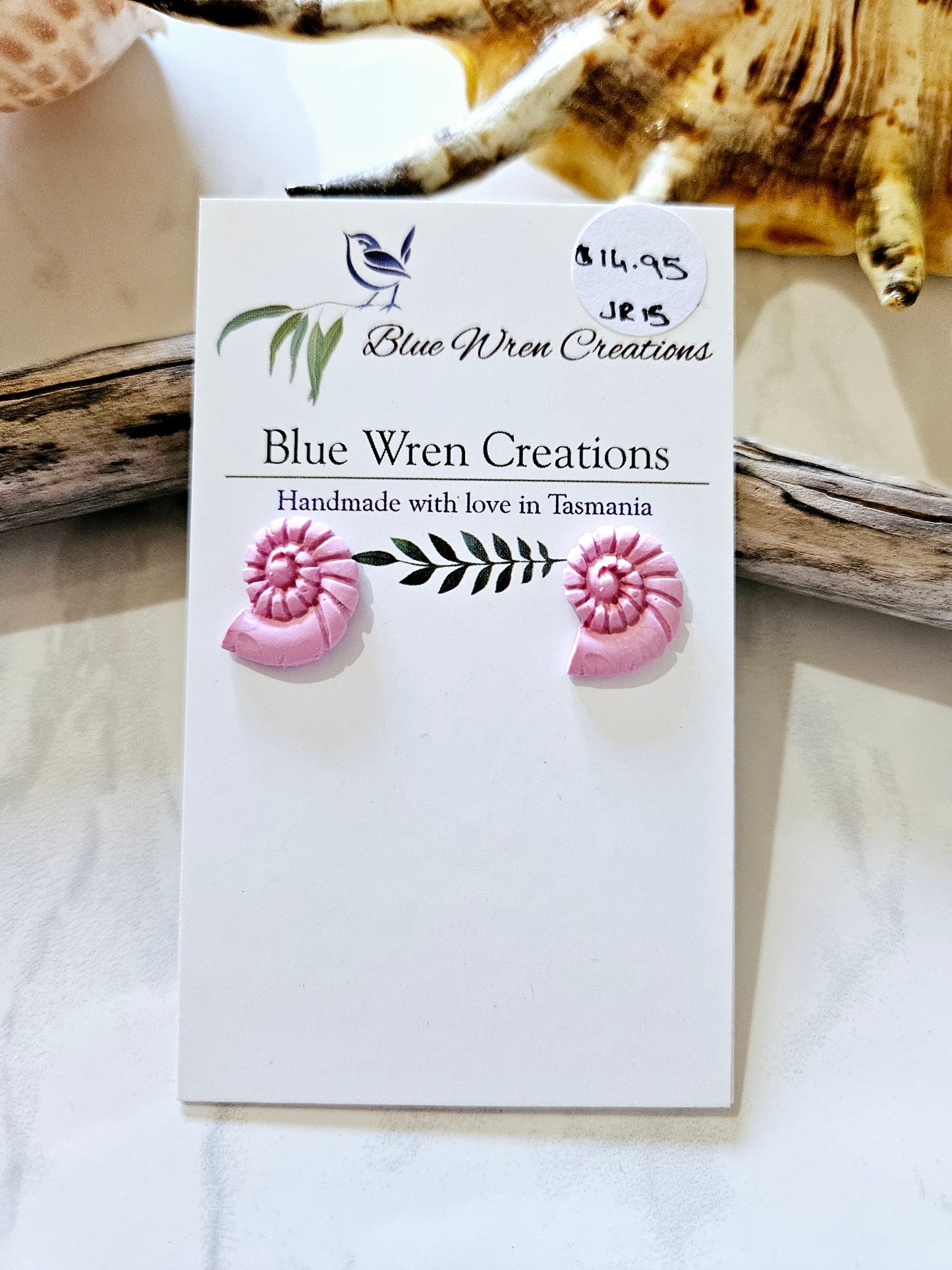Earring studs - pink nautilus shells