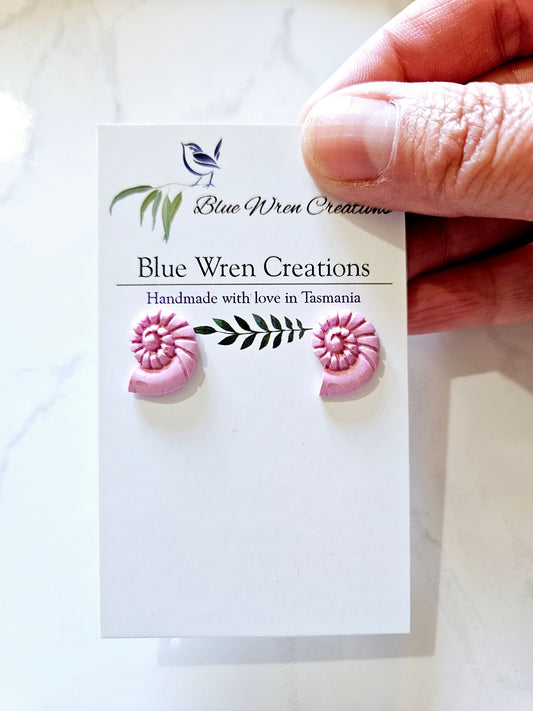Earring studs - pink nautilus shells