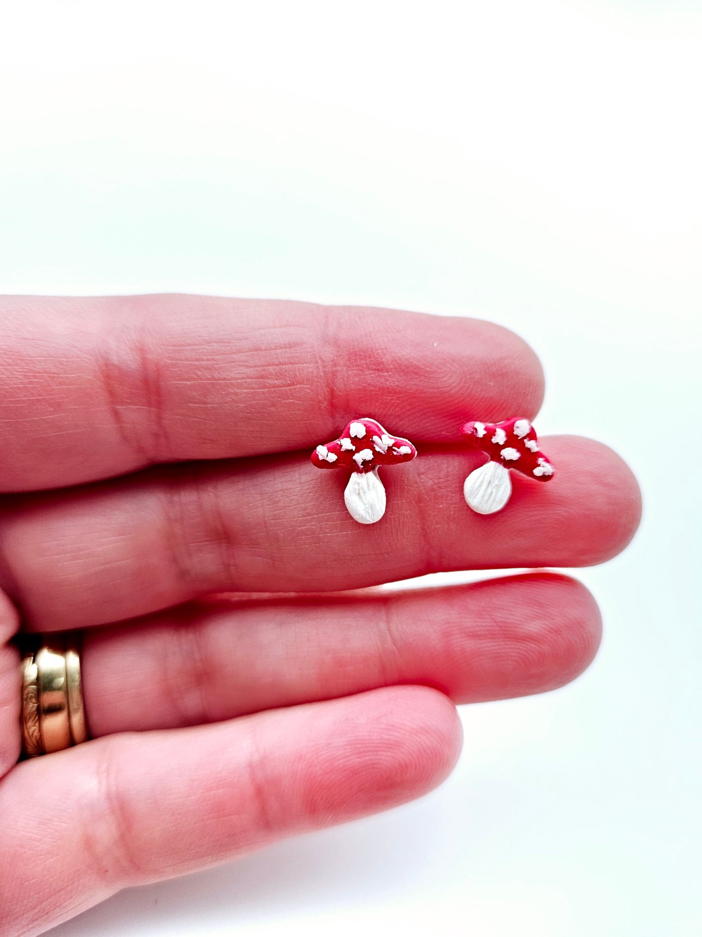 Earring studs - cute amanita mushrooms