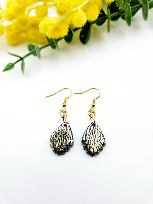 Earring dangles - gold crackle petals