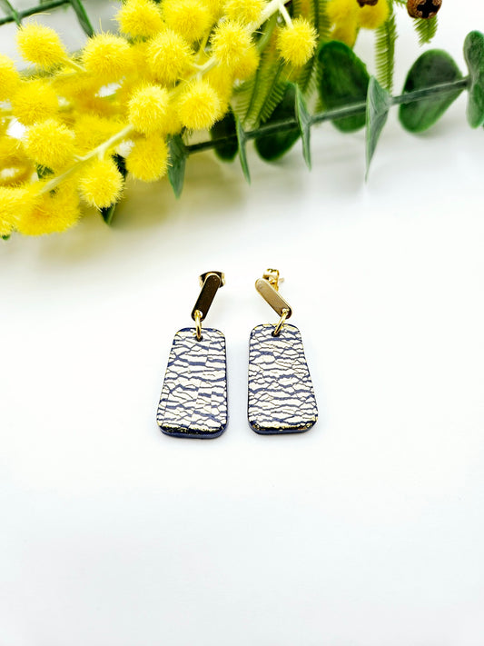 Earring dangles - gold crackle drops