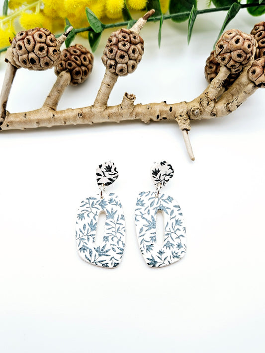 Earring dangles - leaf print ovals