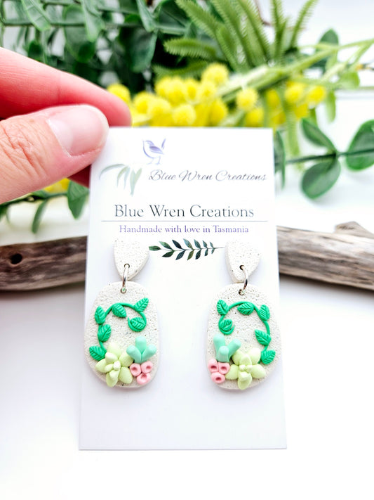 Earring dangles - succulent garden