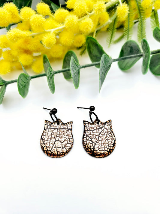 Earring dangles - copper crackle tulips