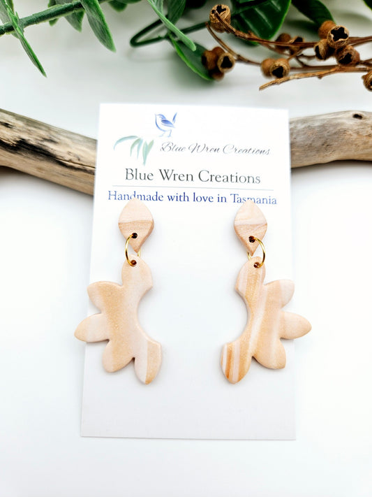 Earring dangles - soft copper flowers