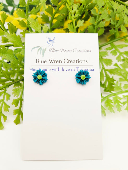 Earring studs - green flowers