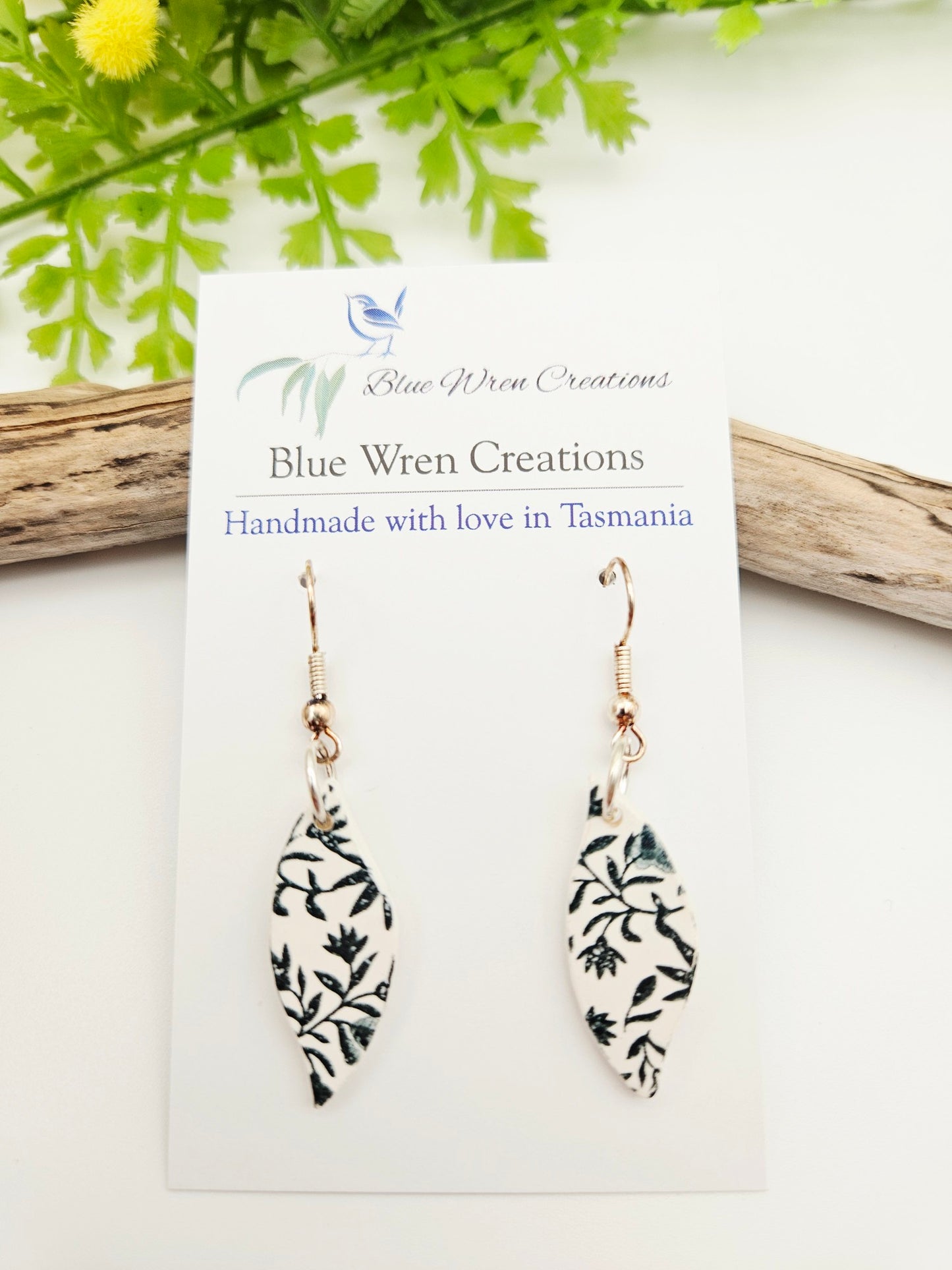 Earring dangles - leaf print leaves