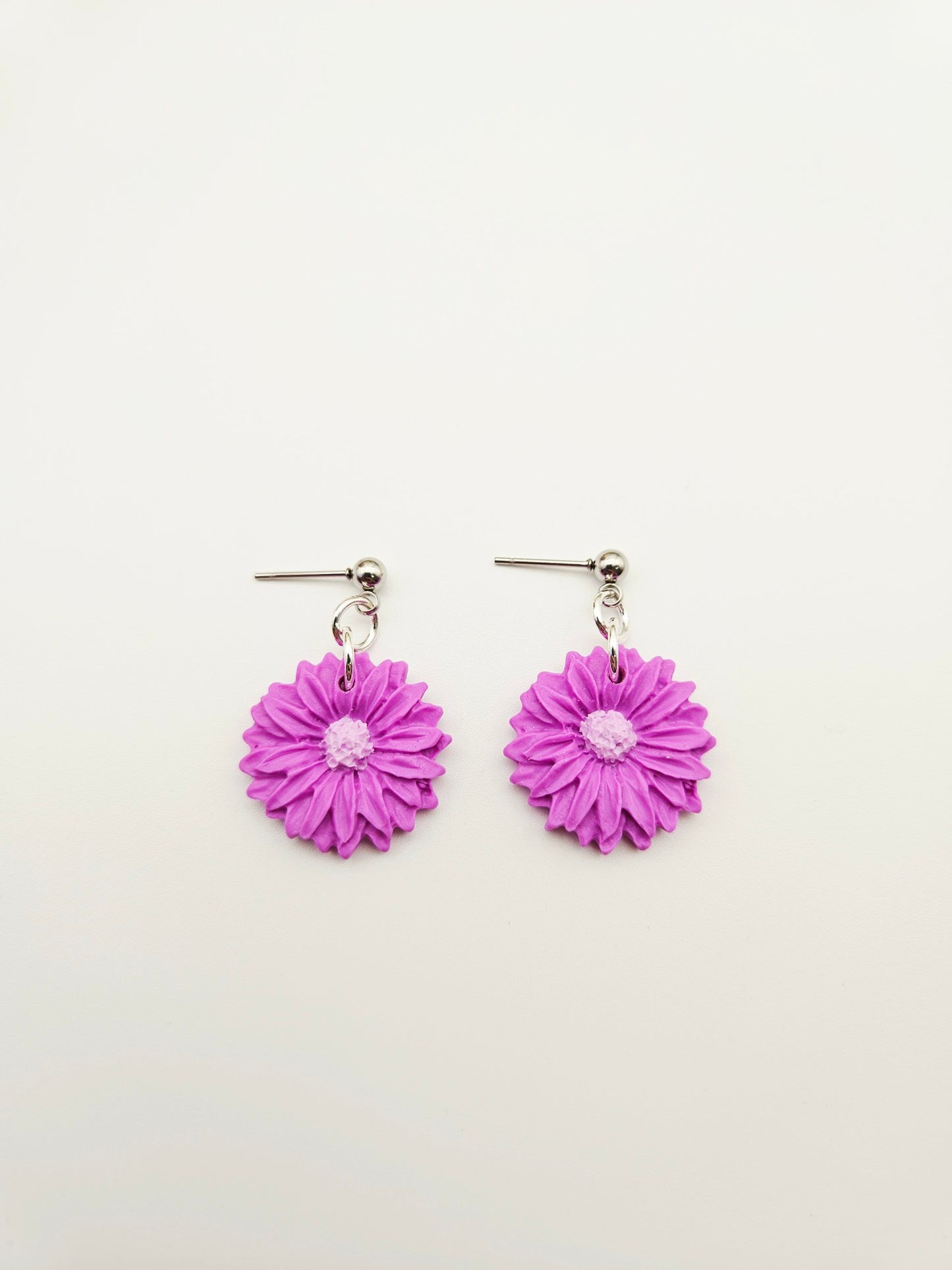 Earring dangles - purple dahlias