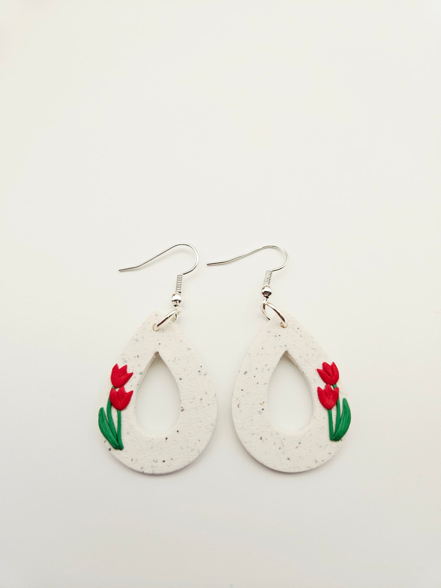 Earring dangles - simply red tulips