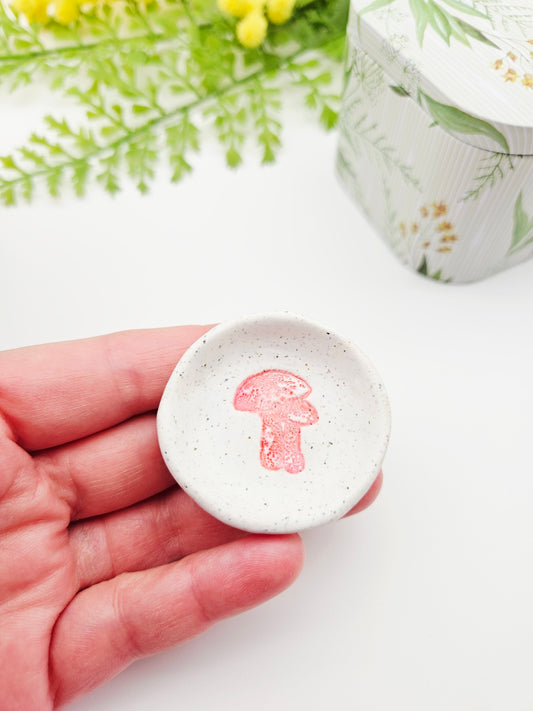 Ring dish - red mushroom imprint