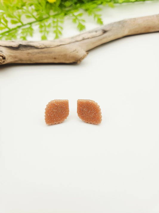 Earring studs - rose gold leaves