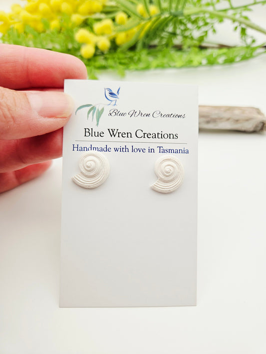 Earring studs - white snail shells