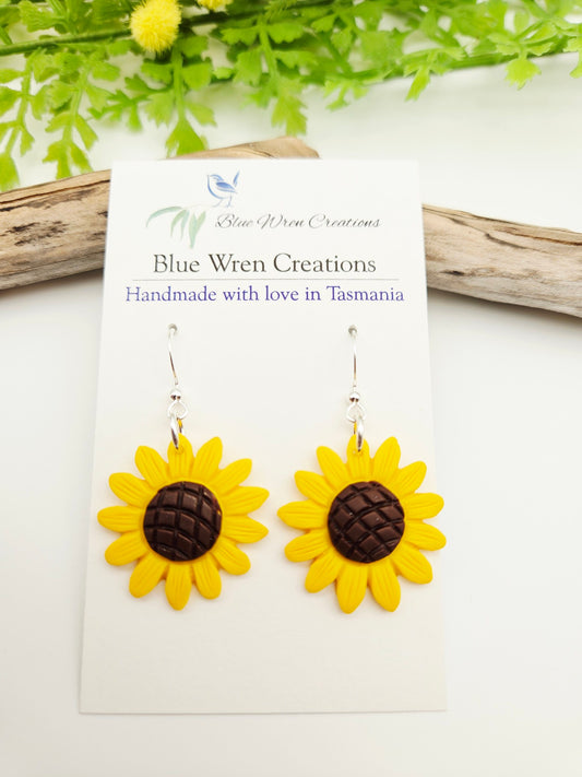 Earring dangles - yellow sunflowers