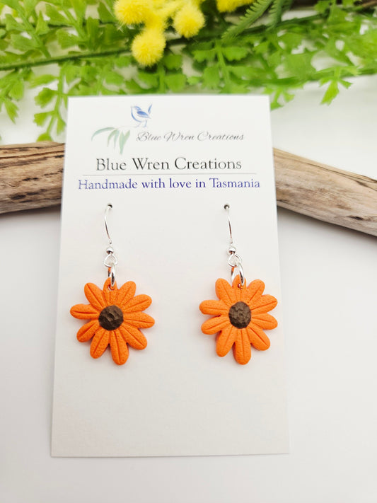 Earring dangles - orange sunflowers