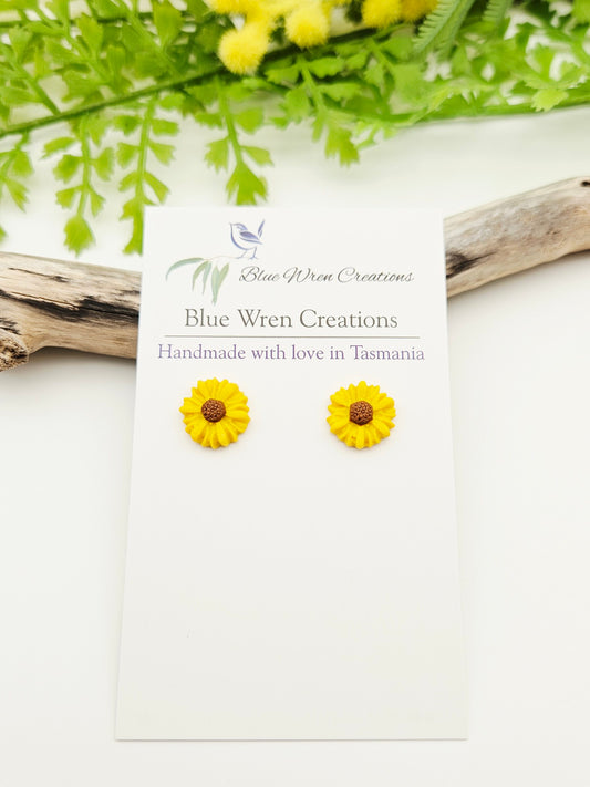 Earring studs - tiny sunflowers