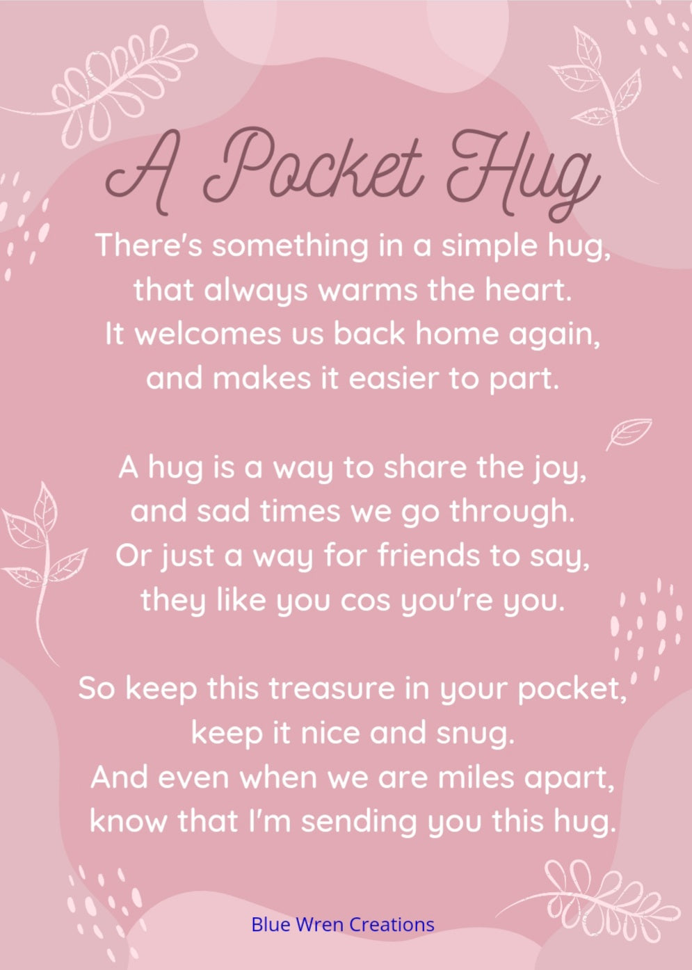 Pocket hug - pink & purple flowers