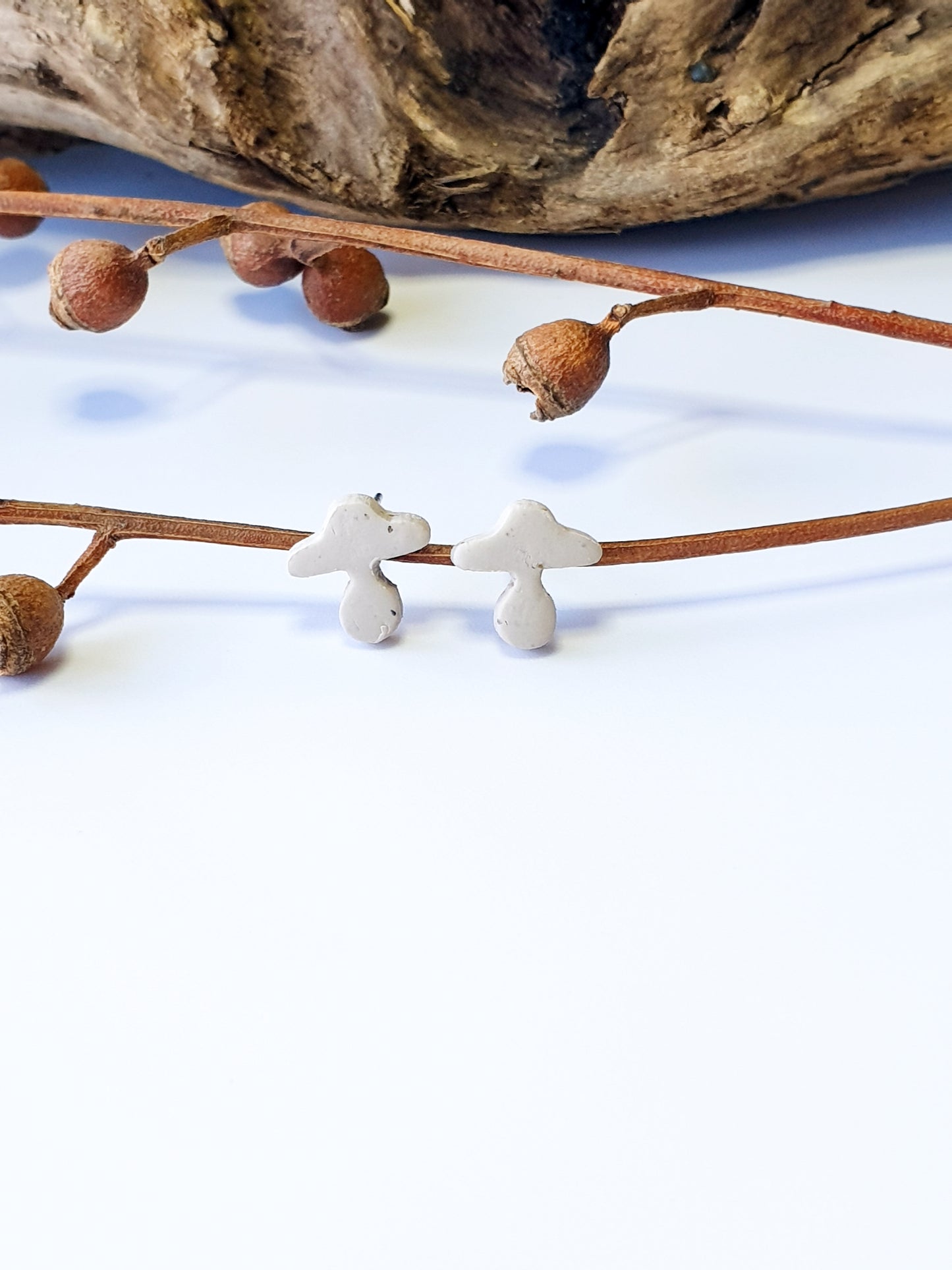 Earring studs - Tiny earth mushrooms