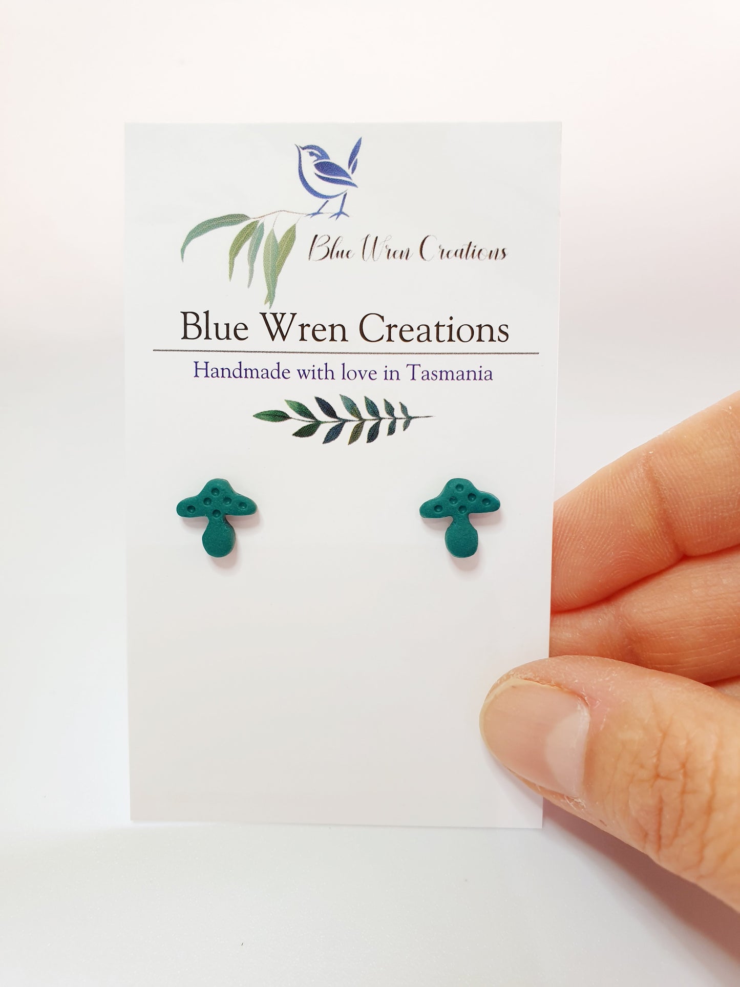Earring studs - cute green mushrooms