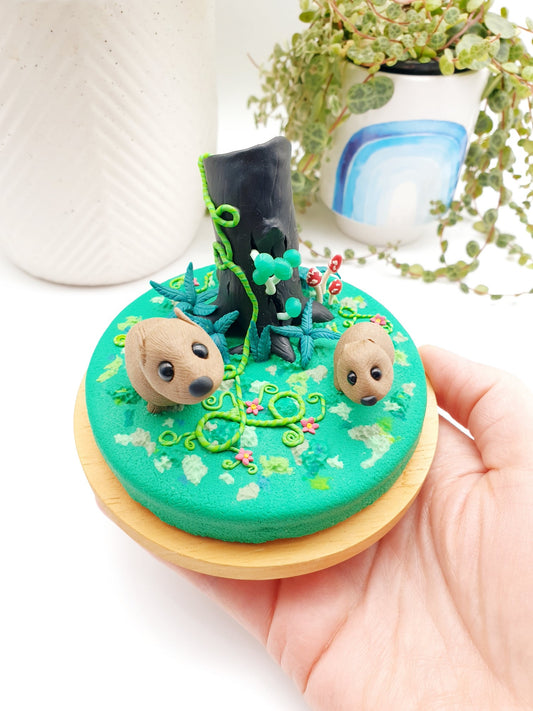 Wombat mum and joey sculpture