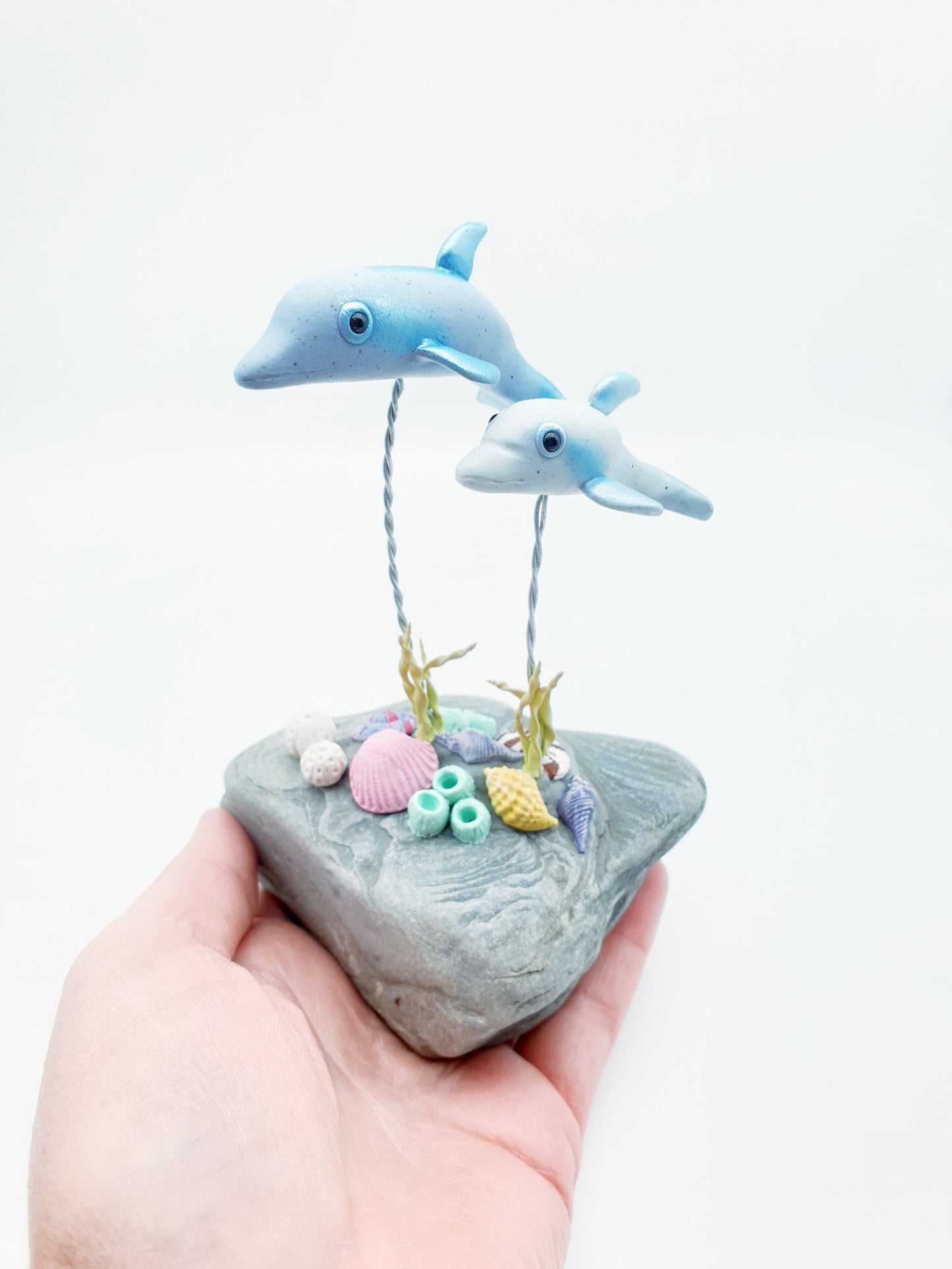 Dolphin mum & baby sculpture - Opal & Pearl