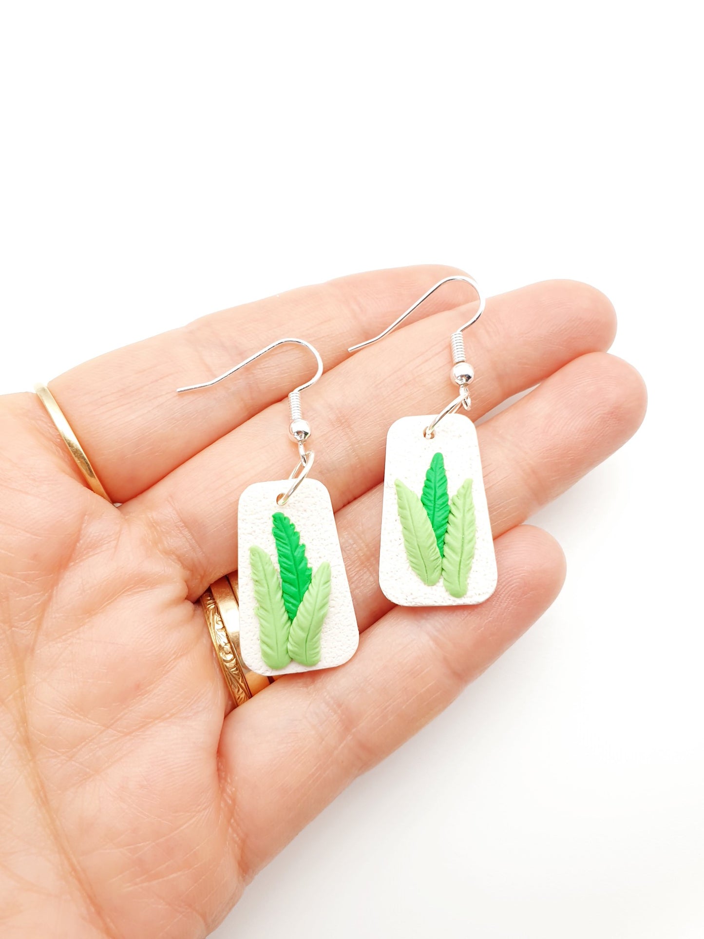 Earring dangles - spring ferns