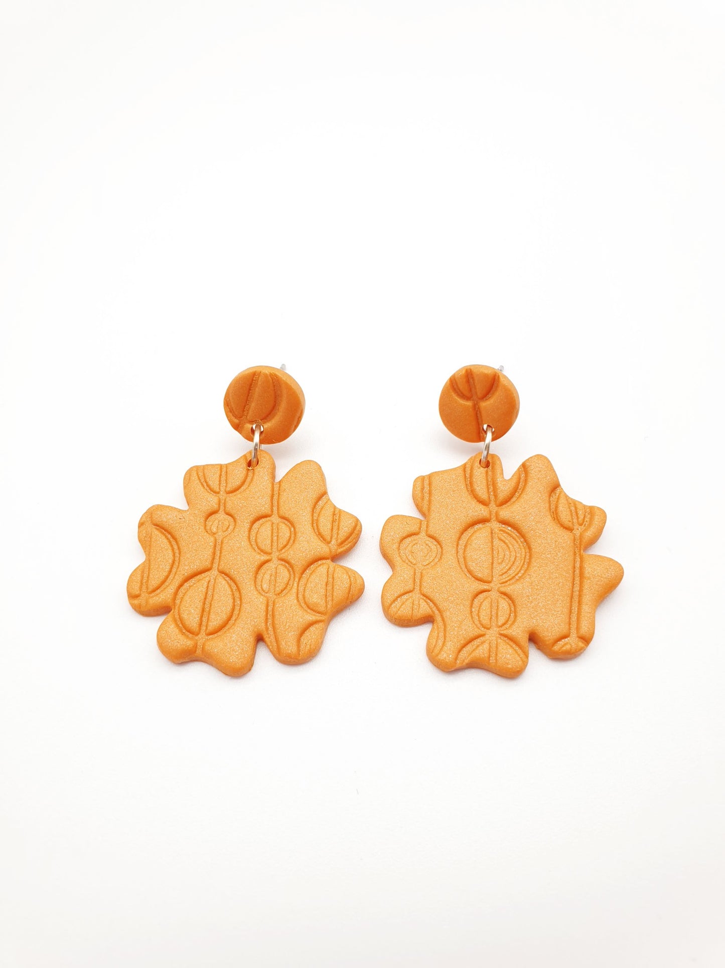 Earring dangles - earthy orange textured florals