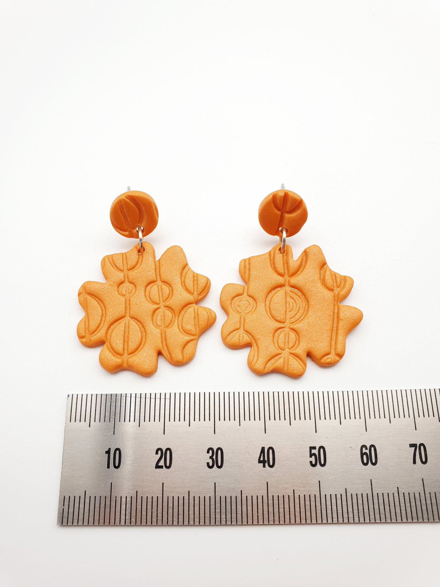 Earring dangles - earthy orange textured florals