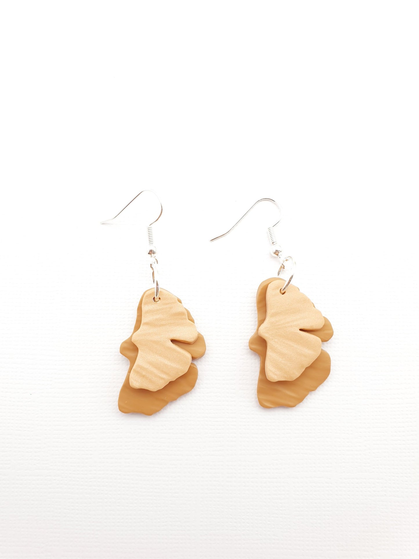 Earring dangles - tan ginko leaves