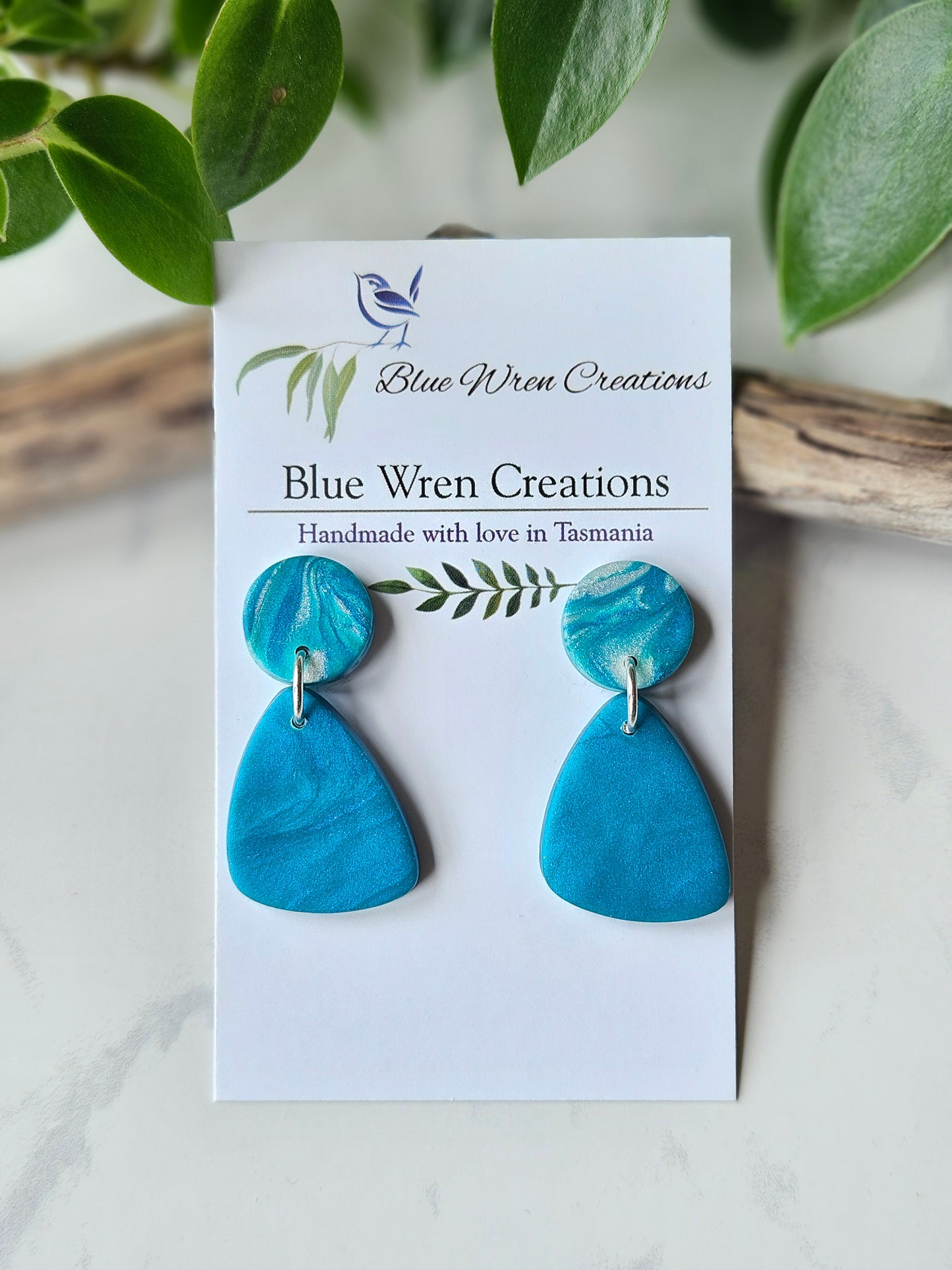 Earring dangles - ocean blue shimmer