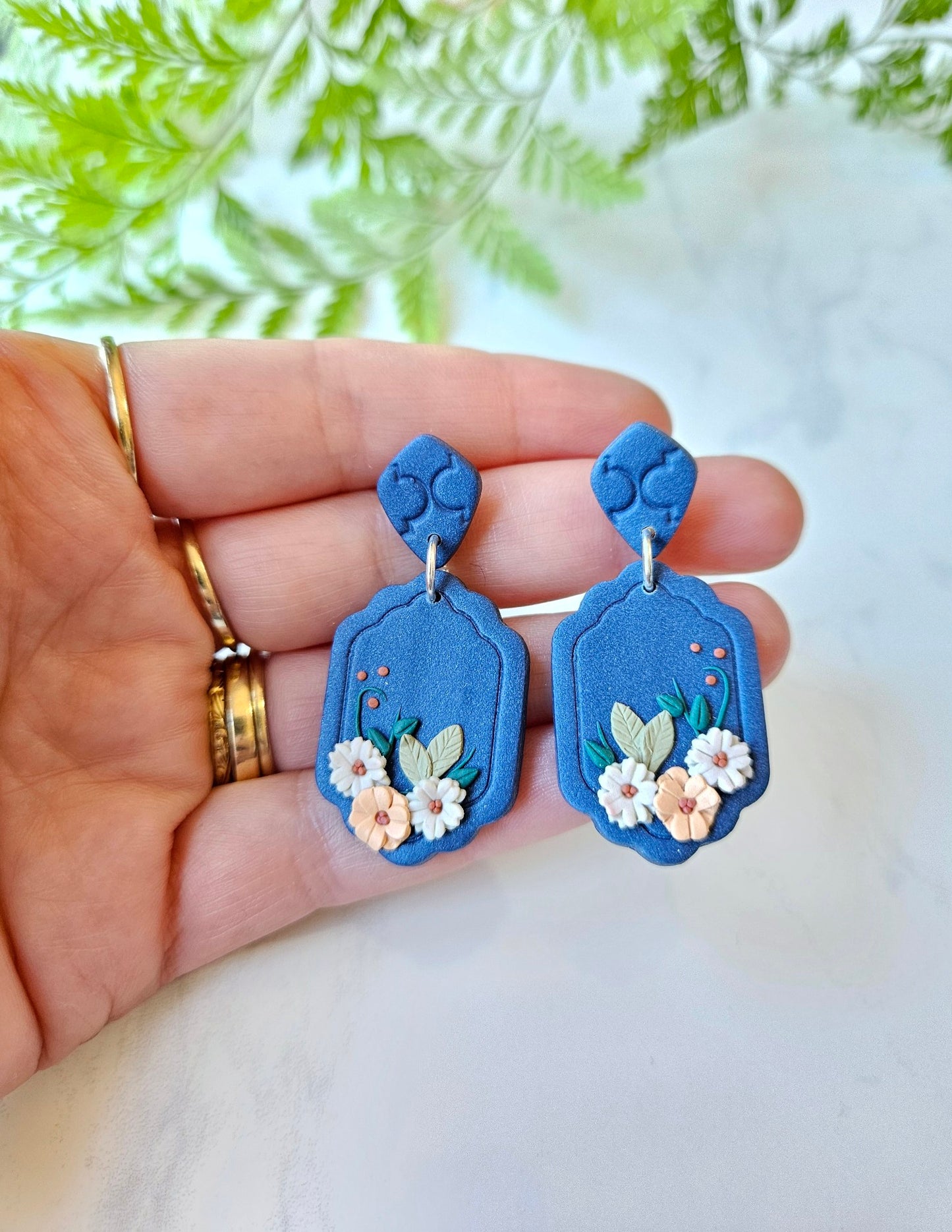 Earring dangles - summer floral frames