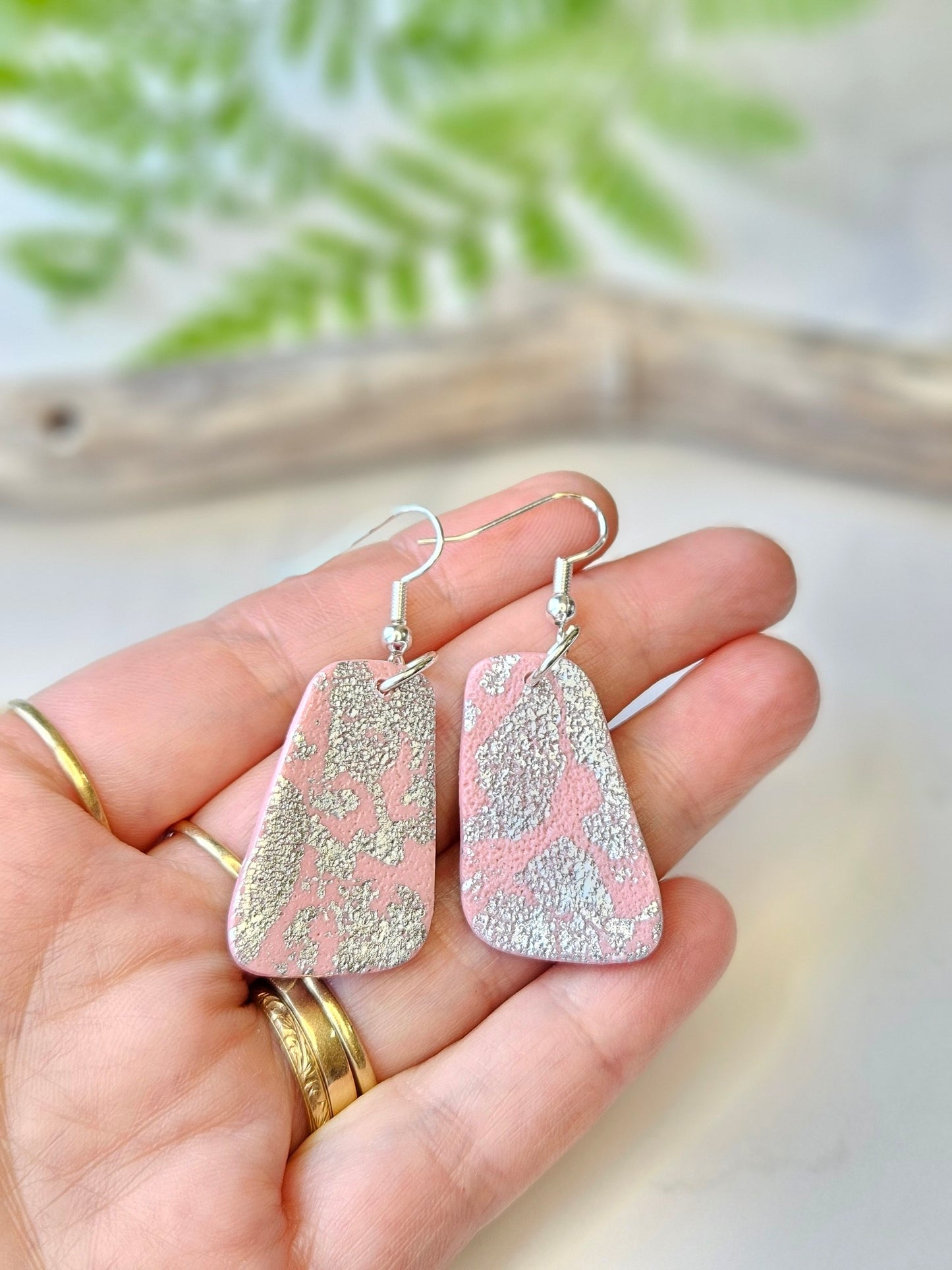 Earring dangles - pink sparkle drops
