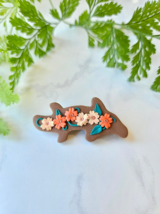 Platypus brooch with flowers no.2