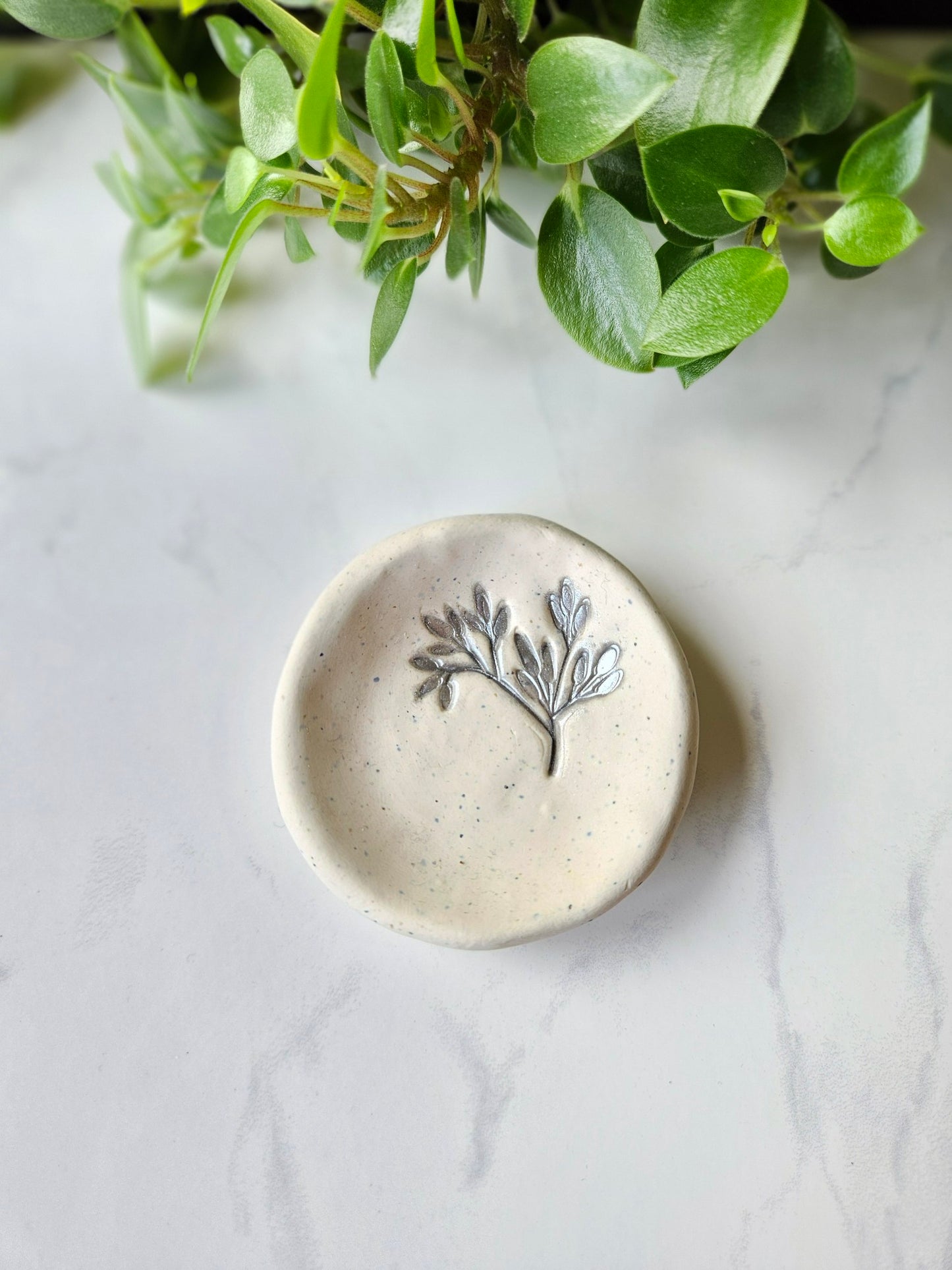 Ring dish - silver leaf imprint