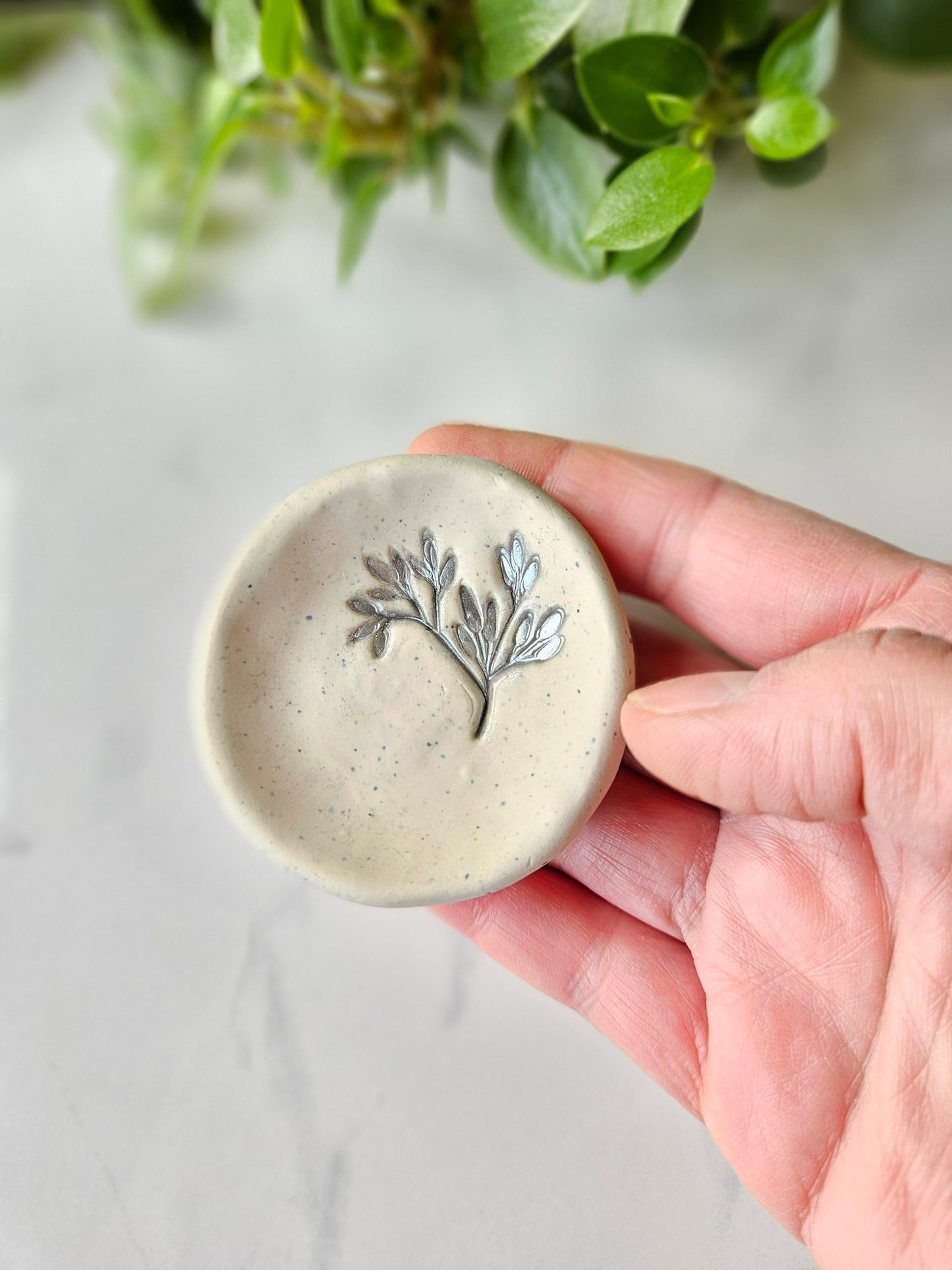 Ring dish - silver leaf imprint