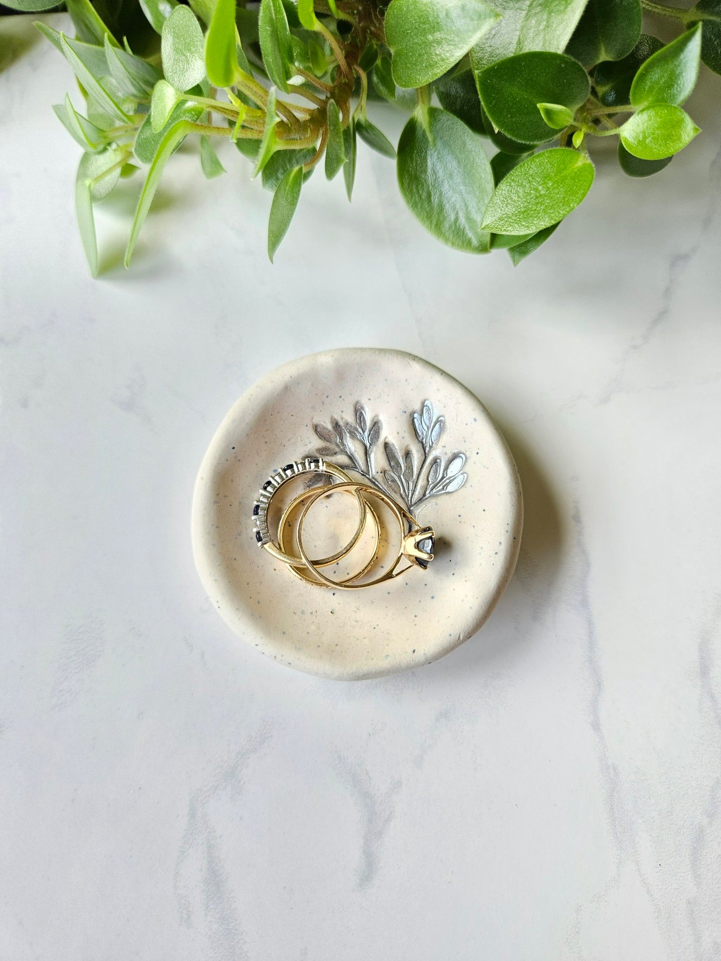 Ring dish - silver leaf imprint