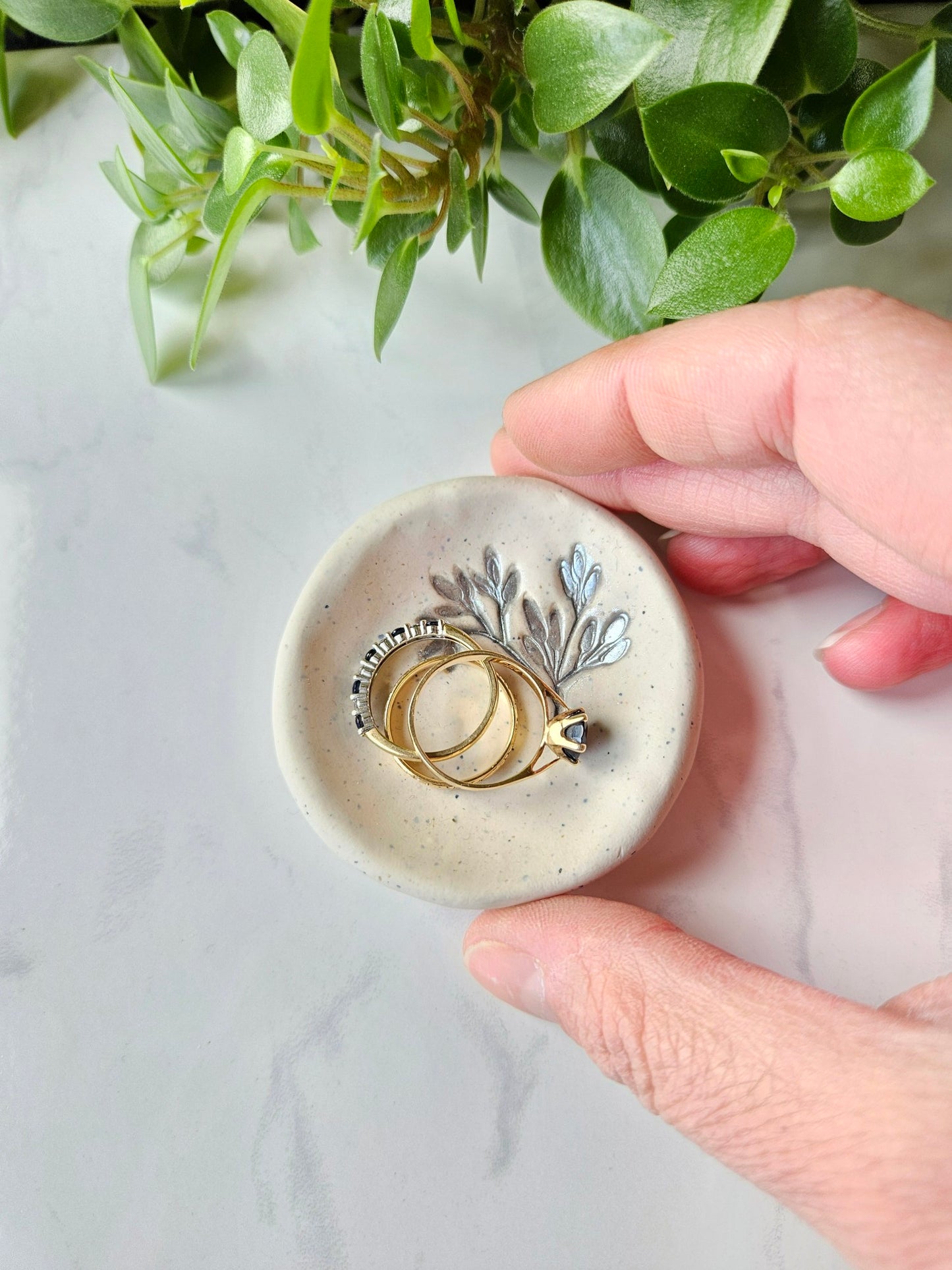 Ring dish - silver leaf imprint