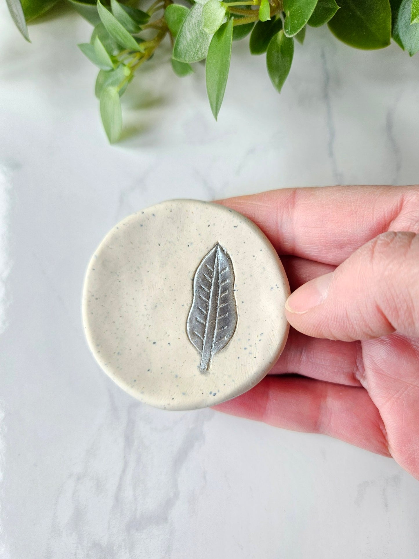 Ring dish - silver leaf imprint