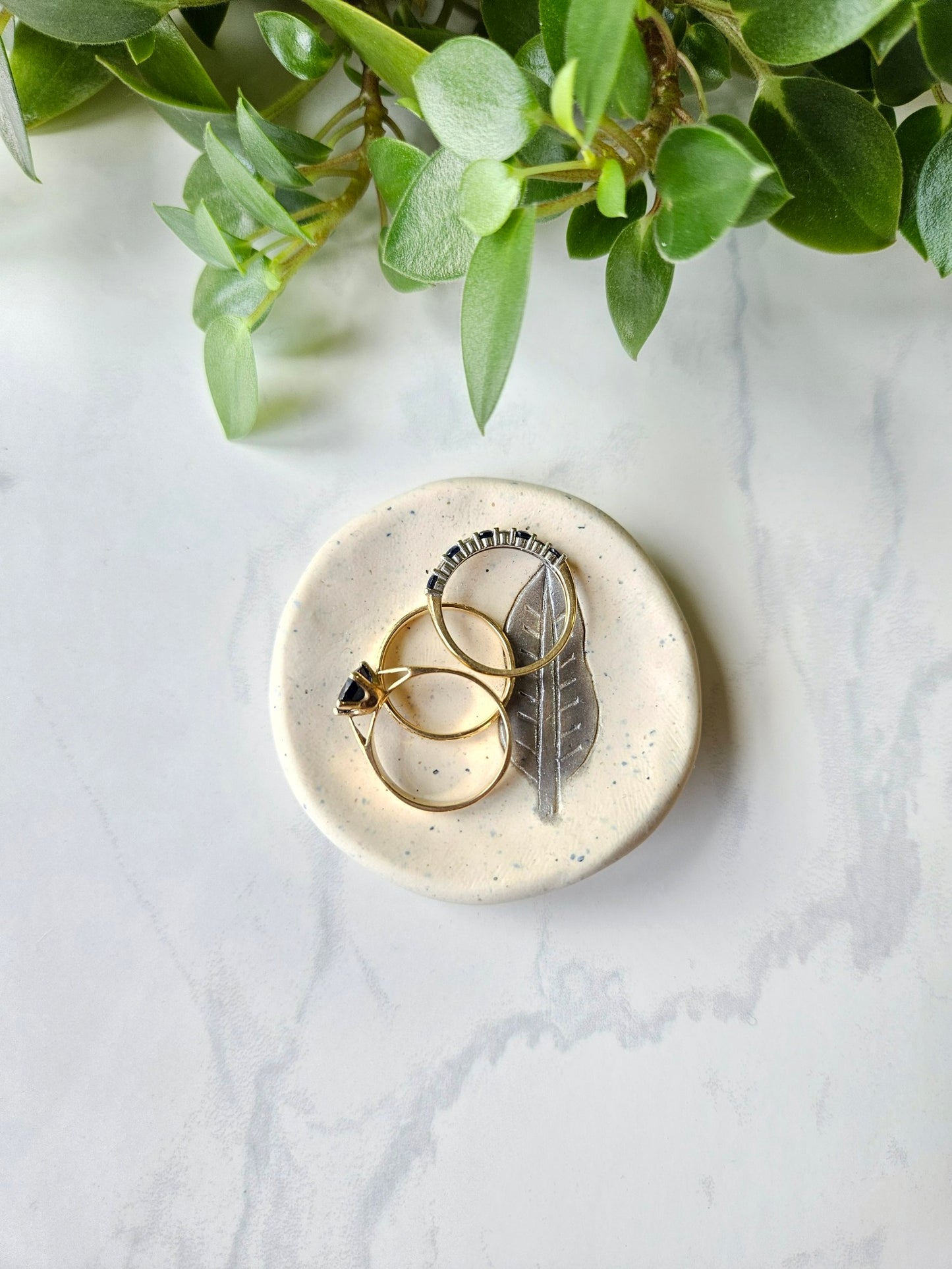 Ring dish - silver leaf imprint