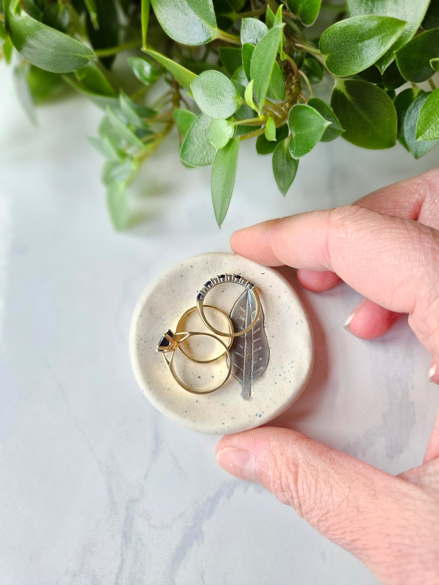 Ring dish - silver leaf imprint