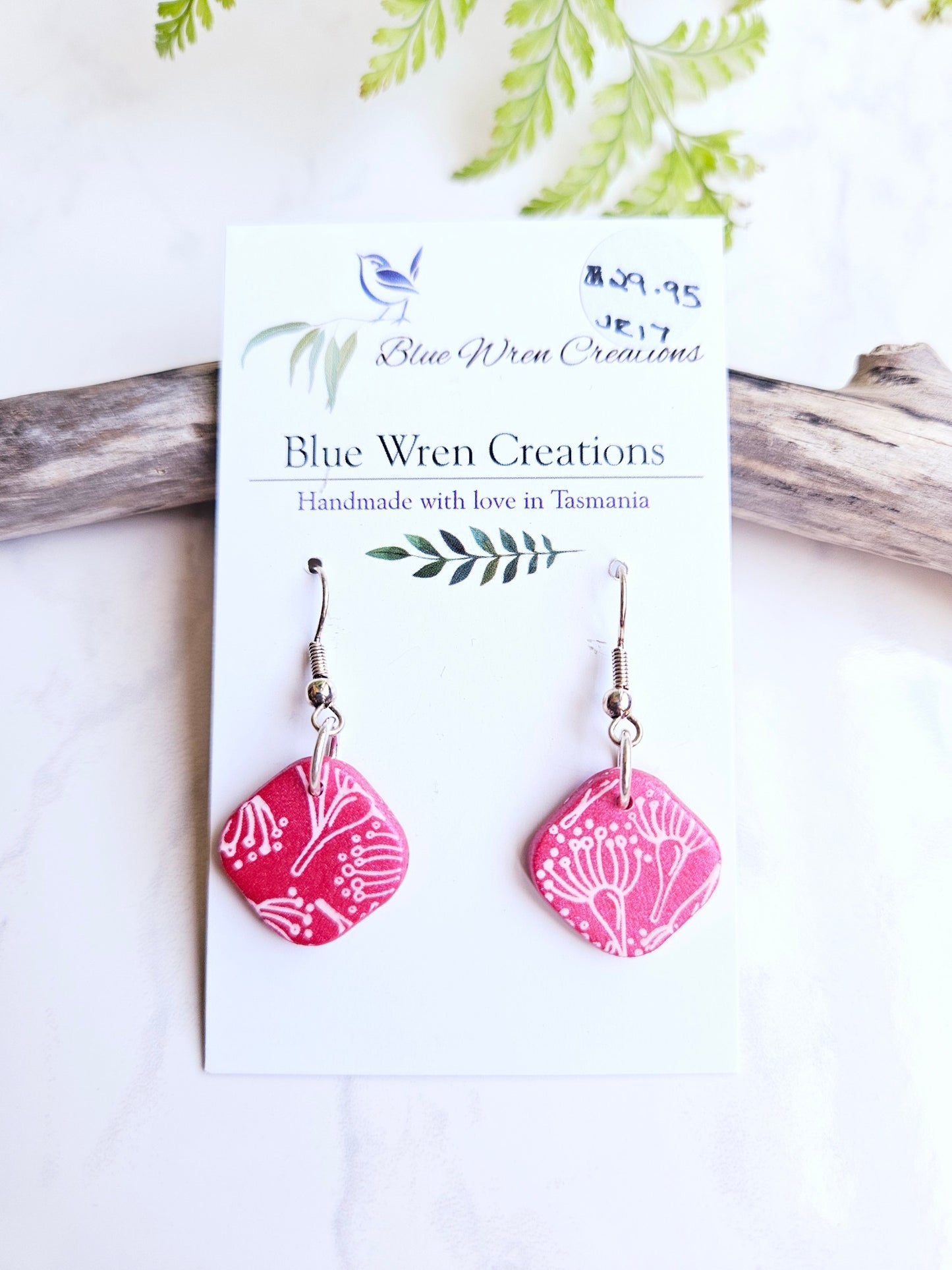 Earring dangles - pink gum blossoms