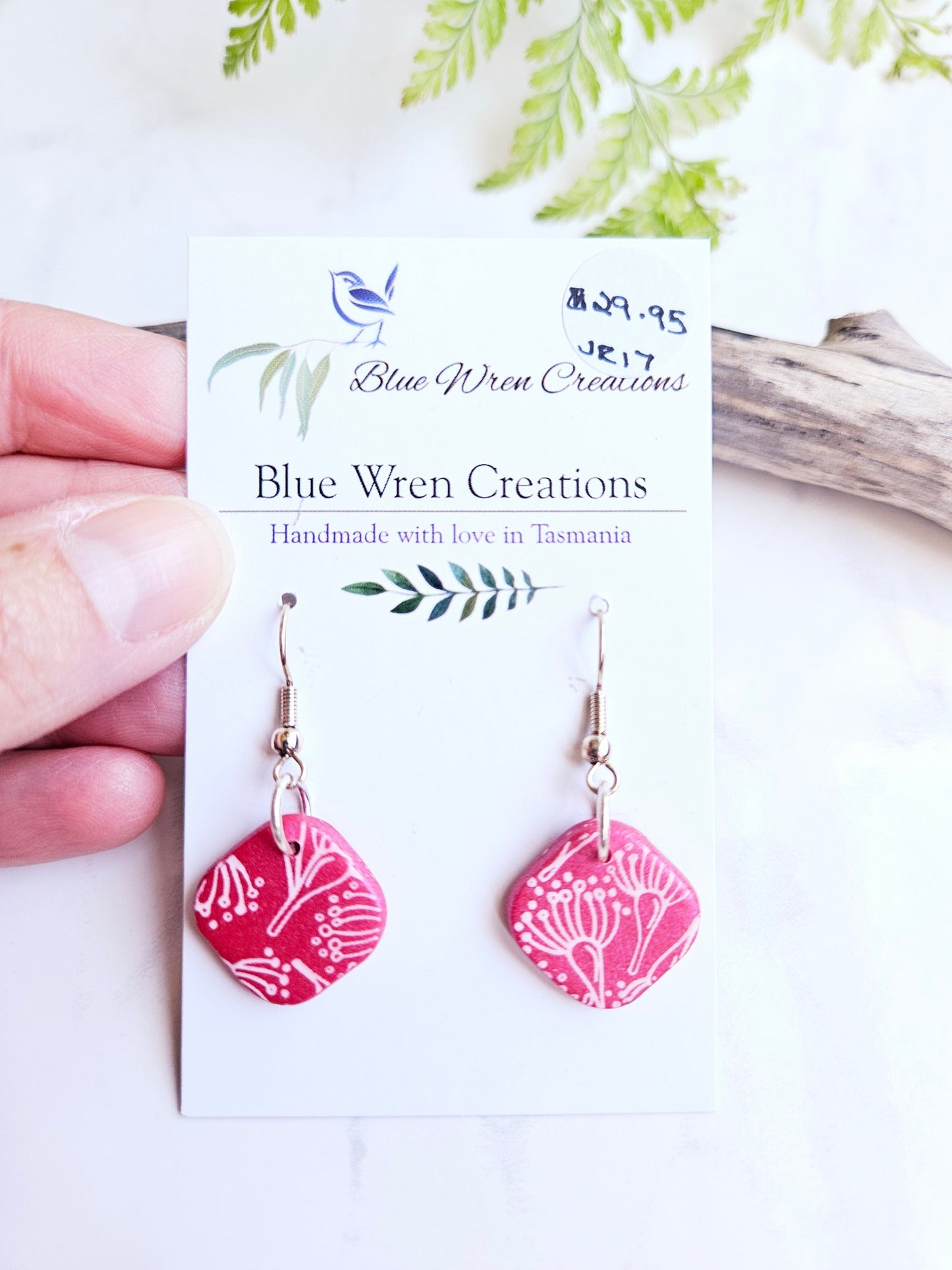 Earring dangles - pink gum blossoms