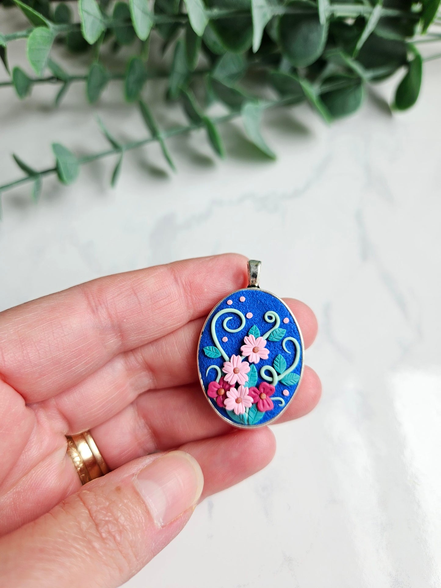 Necklace - blue florals